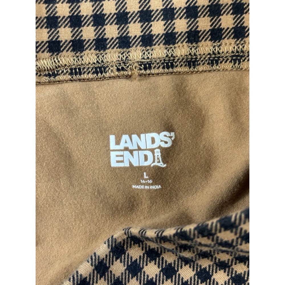 Lands' End starfish pants petite Large Brown/ Black check Slim Strait Leg 0739 - Picture 9 of 10